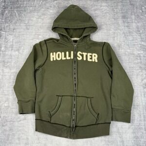 Vtg Hollister Sweatshirt Mens Large Green Heavyweight Full Zip Y2K Hoodie Preppy